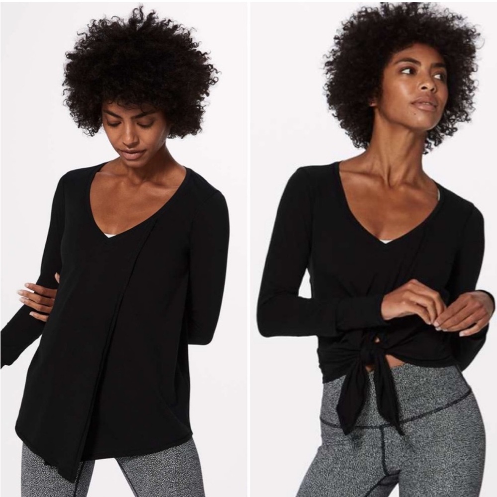 Lululemon Knot A Problem Long Sleeve Top in 
Black | Tie Front